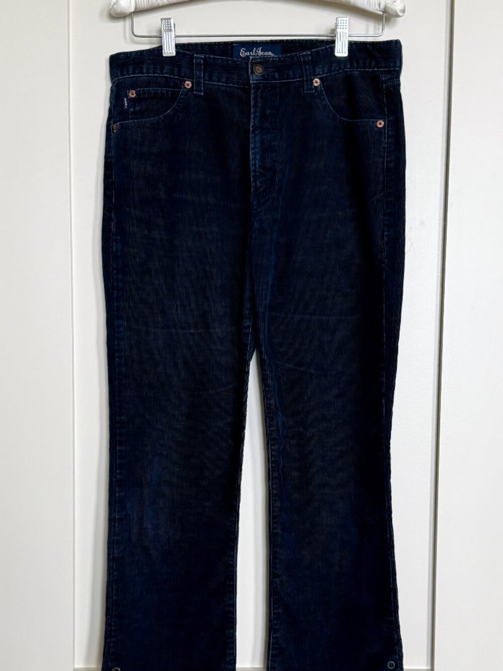 Earl Jean Navy Boot Cut Corduroys with Grommet detail
